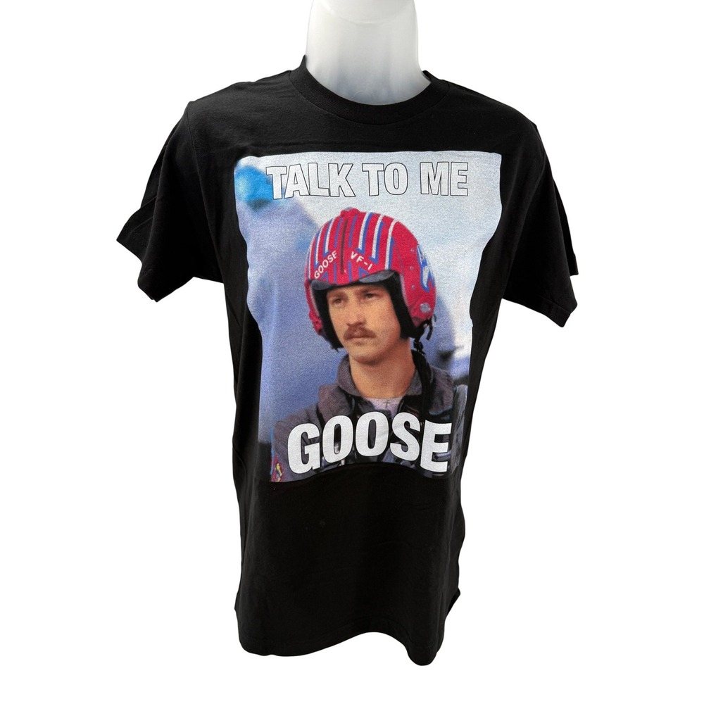 Top Gun Talk‎ To Me Goose Classic Graphic Tee Shirt Black Mens Size Small NEW
